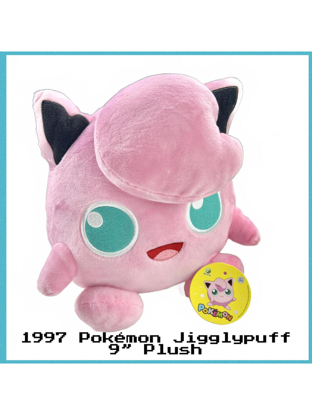 RARE 1997 Official Original Pokémon Jigglypuff 9” Plush by 3rd Round NWT